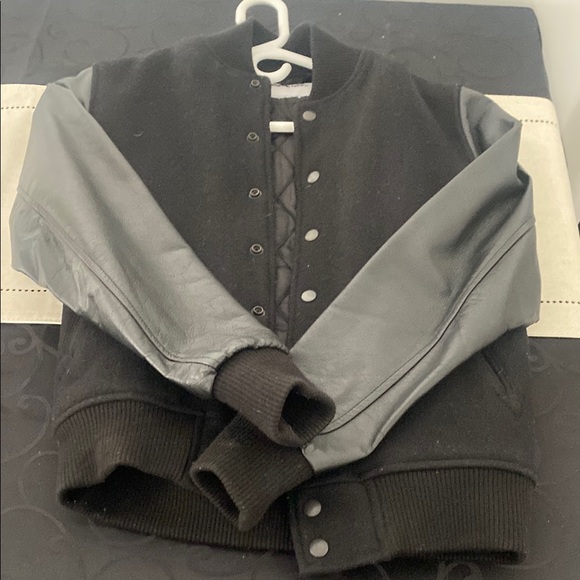 Black and leather sleeves Varsity Jacket - Picture 1 of 2